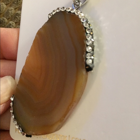 New Large Brown Genuine Stone Pendant Nickel Free - Picture 4 of 9